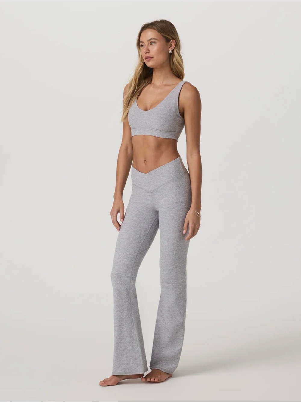 Vuori Light Heather Gray Elevation Rhythm Flare Leggings